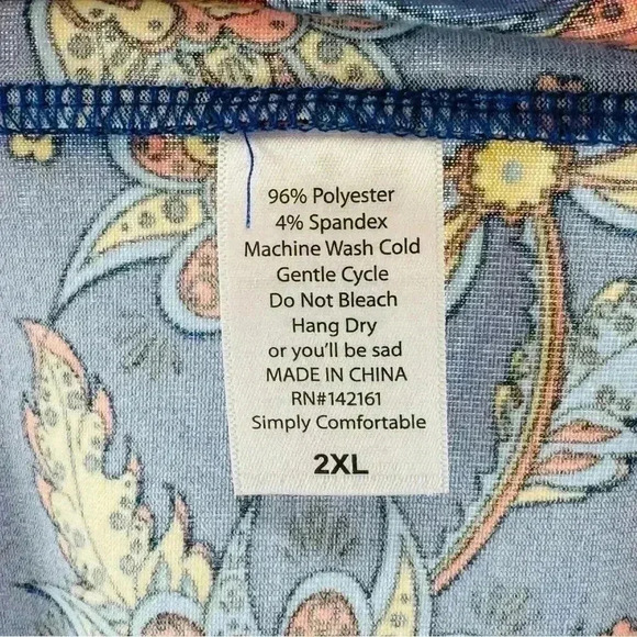 BNWT LuLaRoe Randy Blue and Orange Paisley Tee Shirt, 2XL - Picture 7 of 9